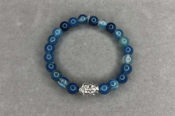 Pulsera ágata azul dije de Buda