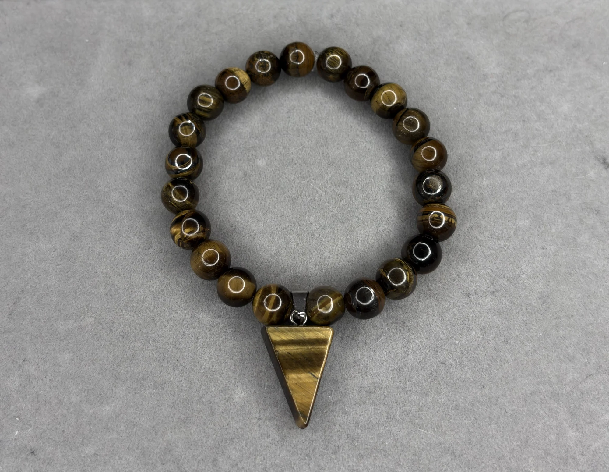 Pulsera ojo de tigre + dije en punta