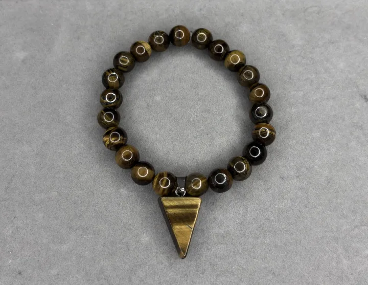 Pulsera ojo de tigre + dije en punta