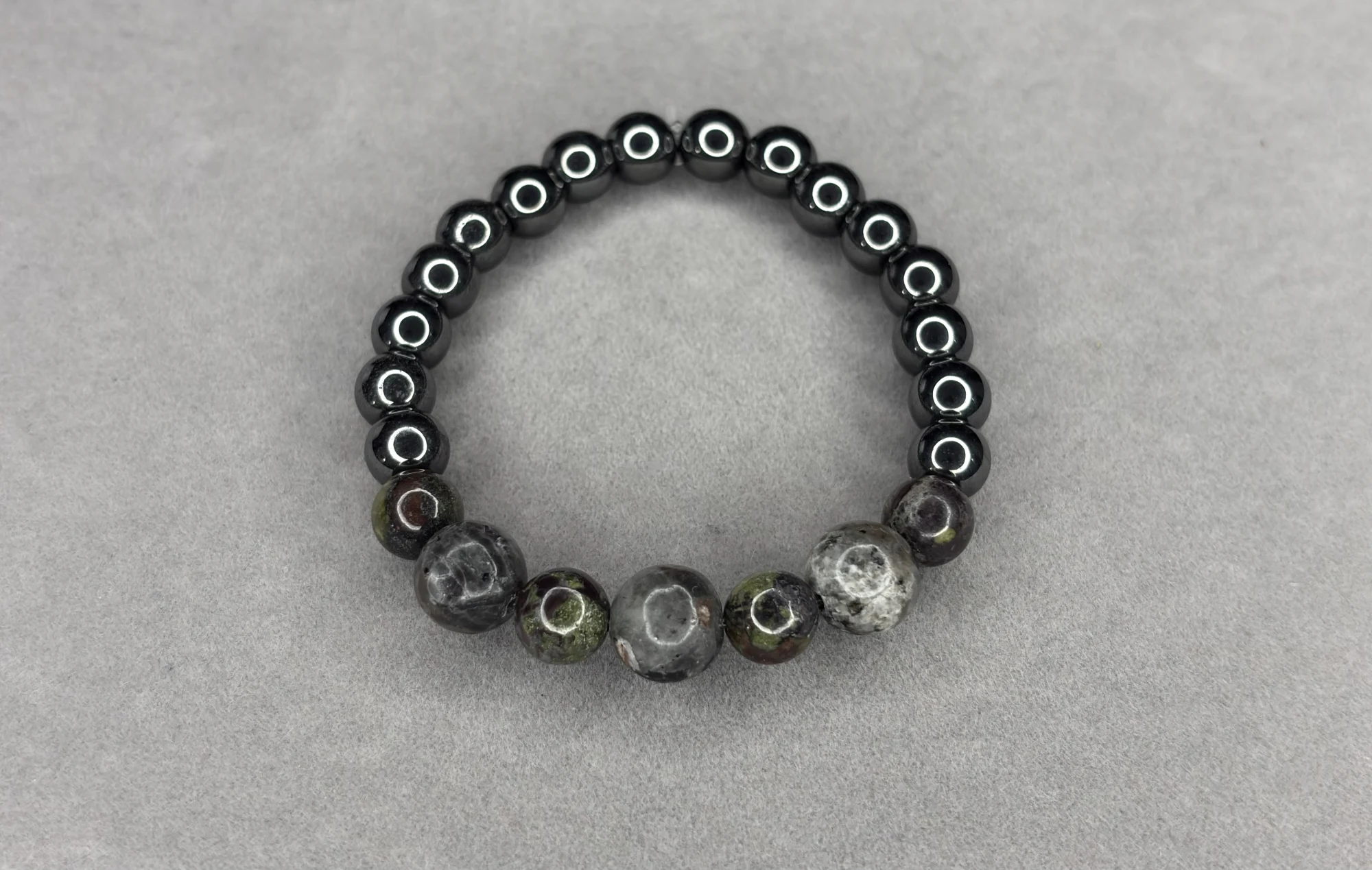 Pulsera Hematita + Sangre de Dragón + Yooperlita