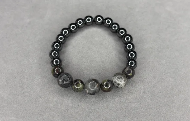 Pulsera Hematita + Sangre de Dragón + Yooperlita