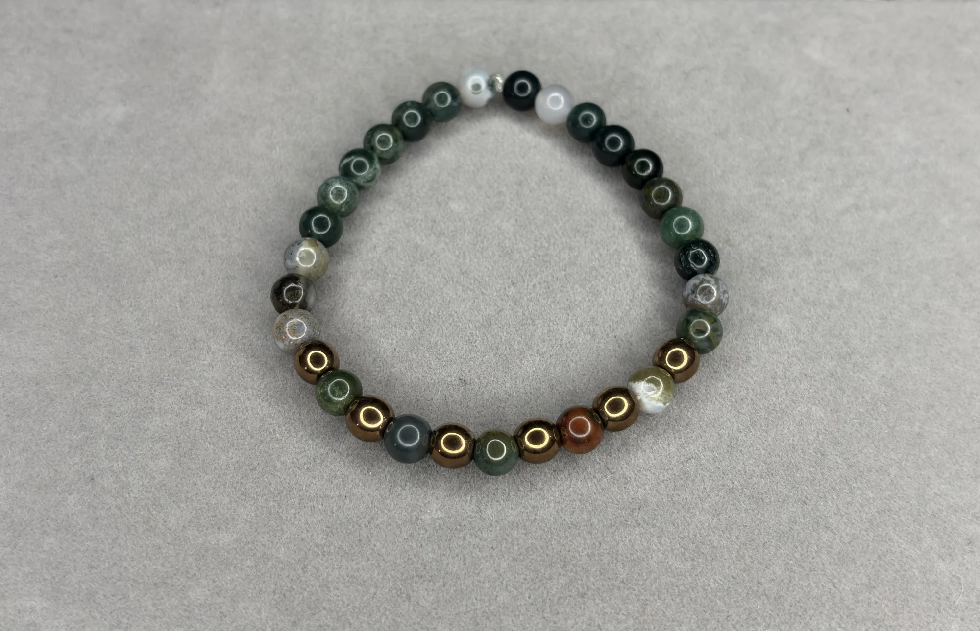 Pulsera Jaspe Picasso + Hematita Dorada