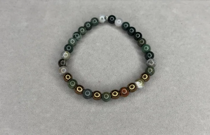 Pulsera Jaspe Picasso + Hematita Dorada