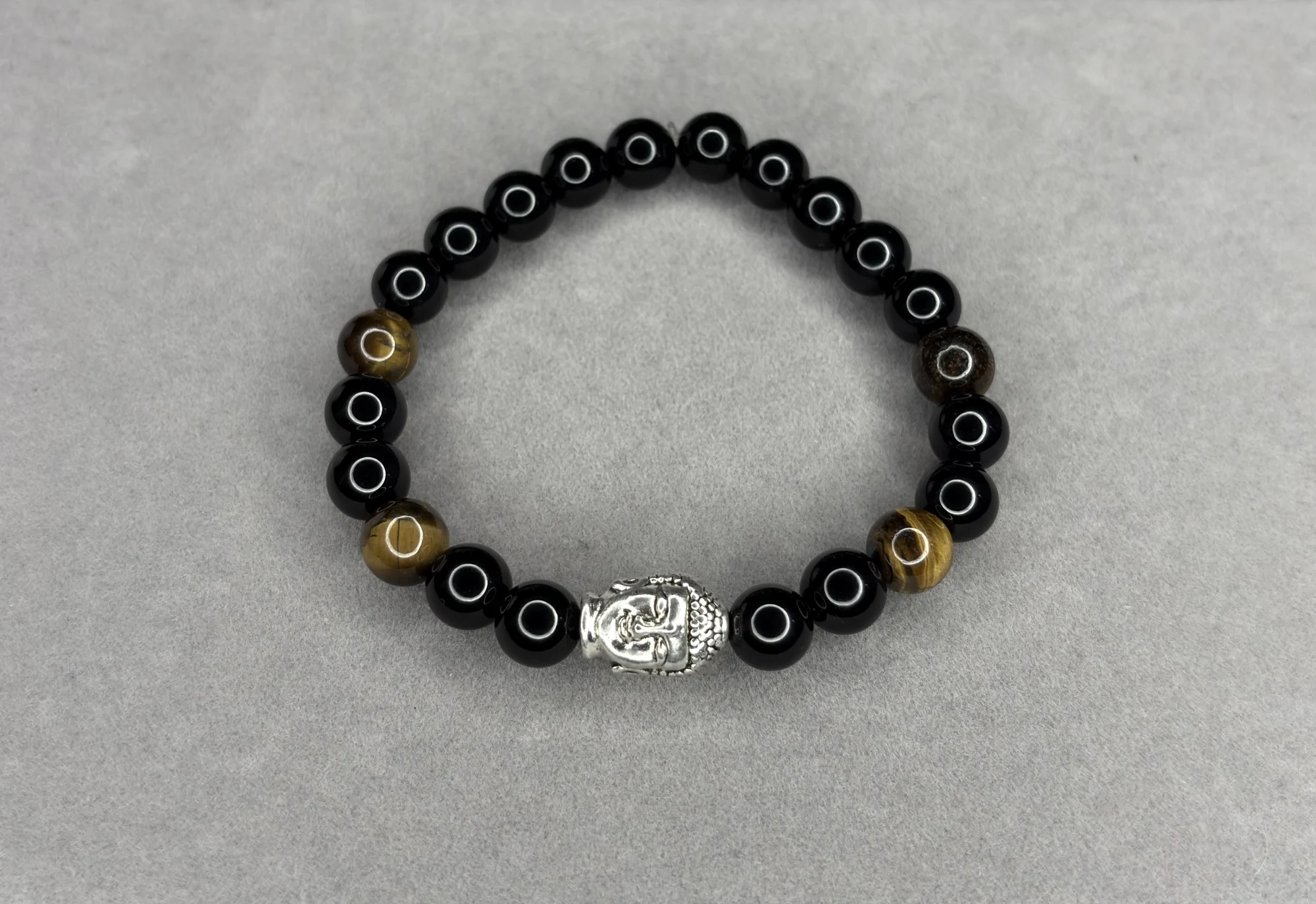 Pulsera Ónix + Ojo de Tigre + Dije de Buda
