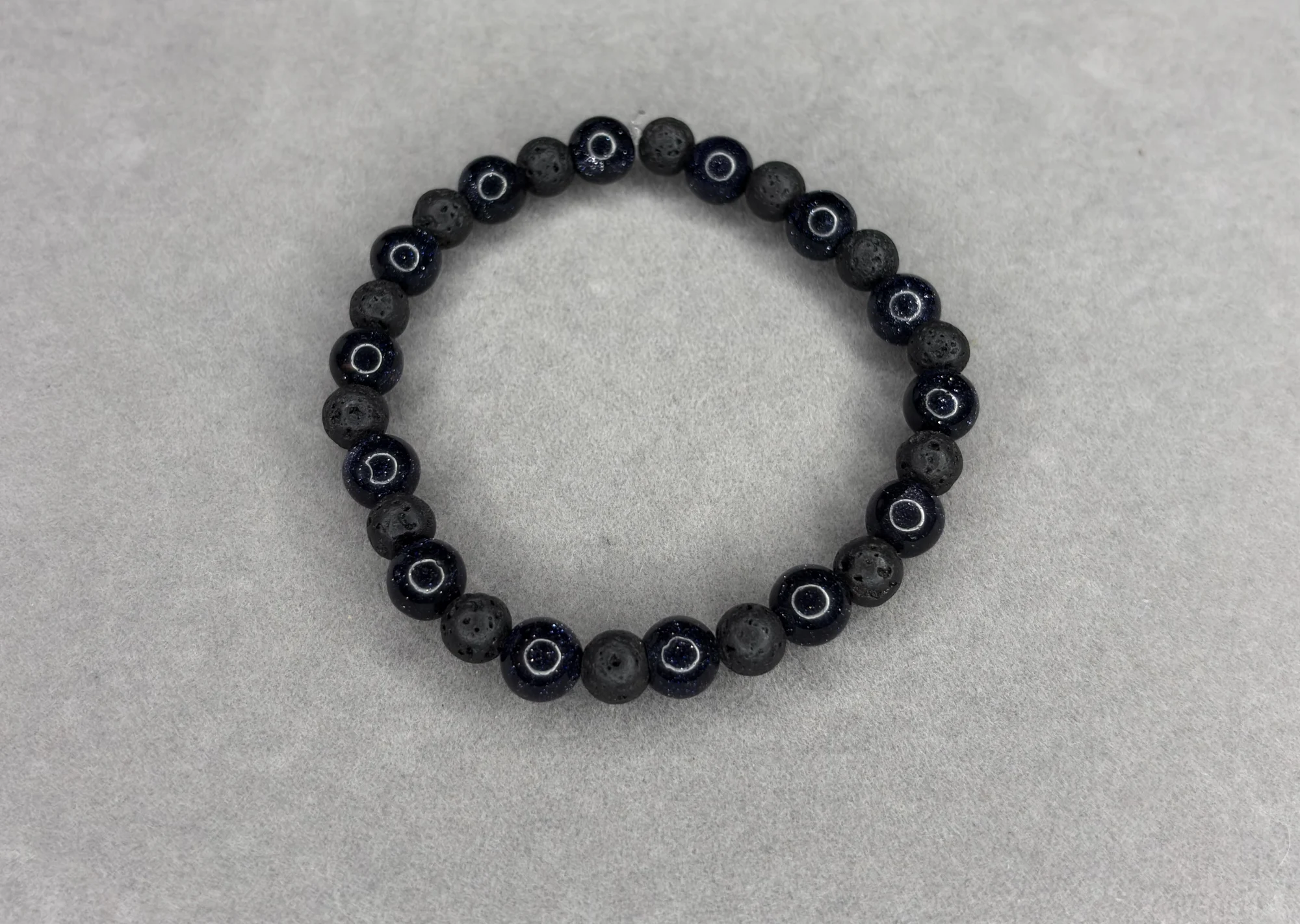 Pulsera Piedra Volcánica + Lluvia de Plata