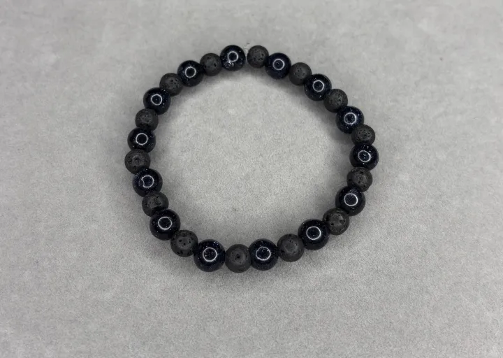 Pulsera Piedra Volcánica + Lluvia de Plata