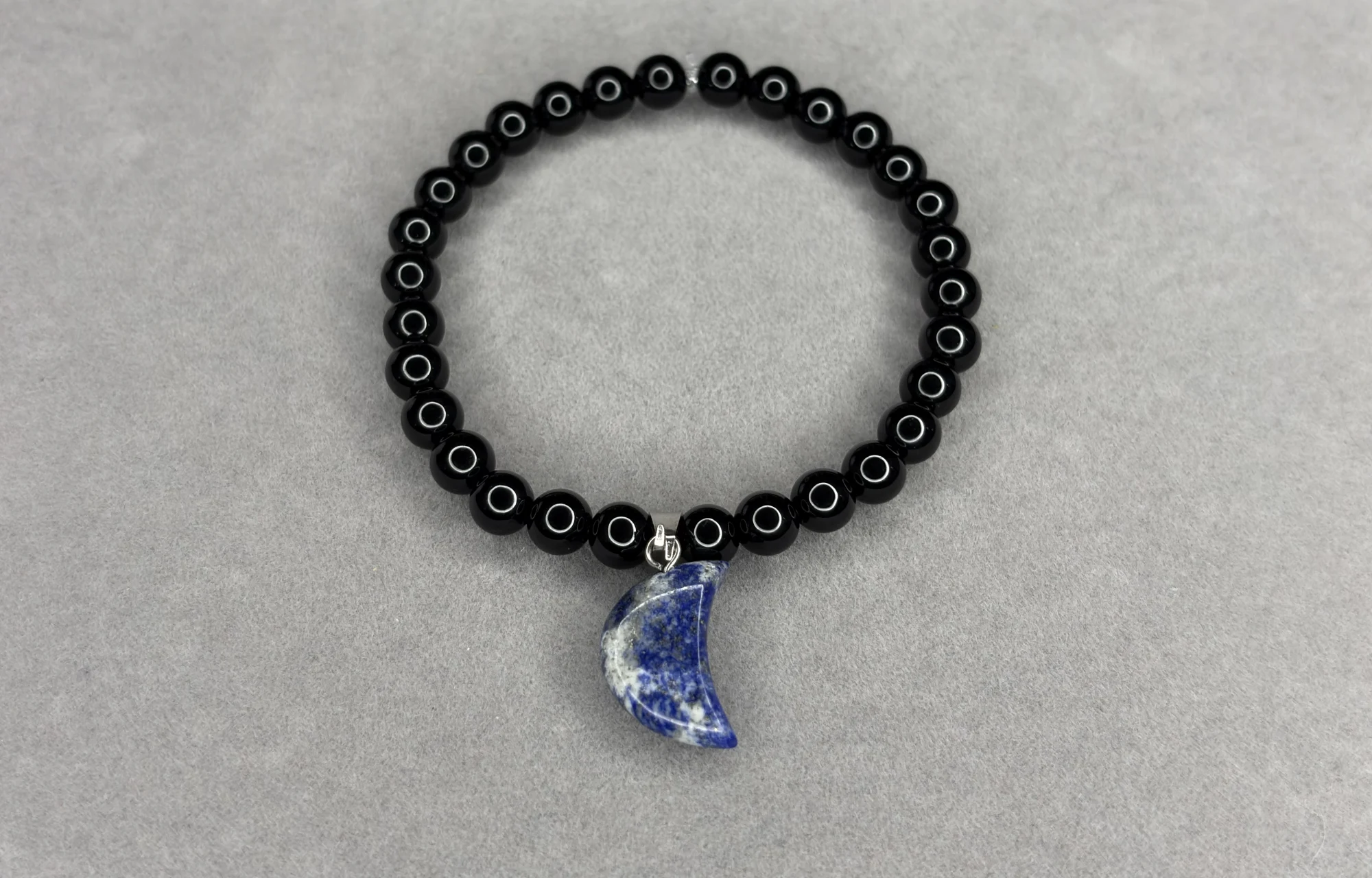 Pulsera Ónix + Dije de Luna Lapislázuli