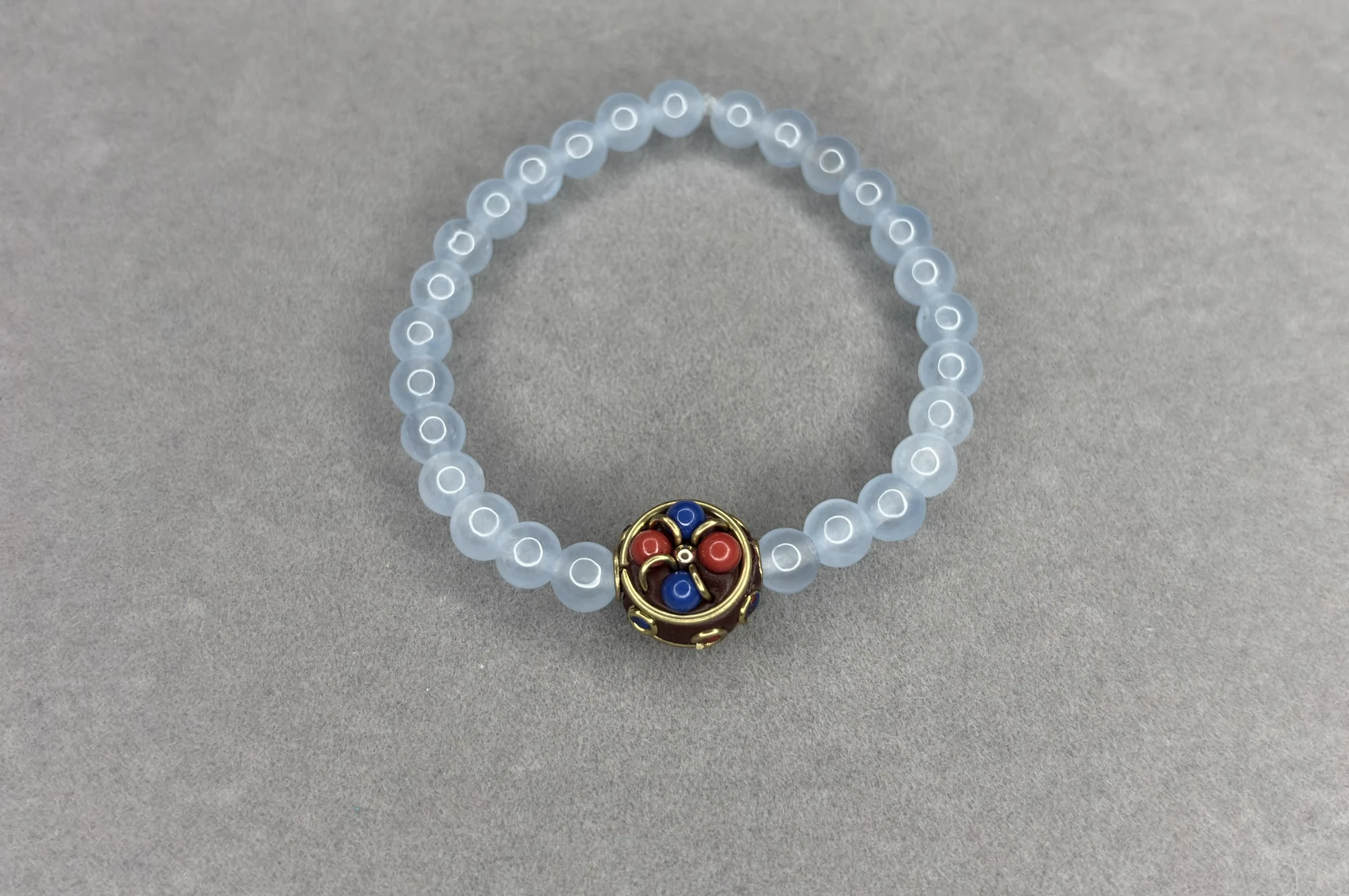 Pulsera Aguamarina + Dije Tibetano
