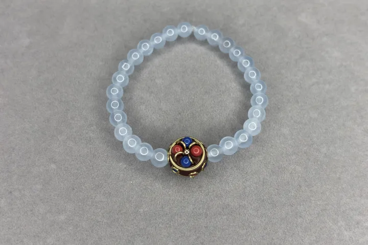 Pulsera Aguamarina + Dije Tibetano