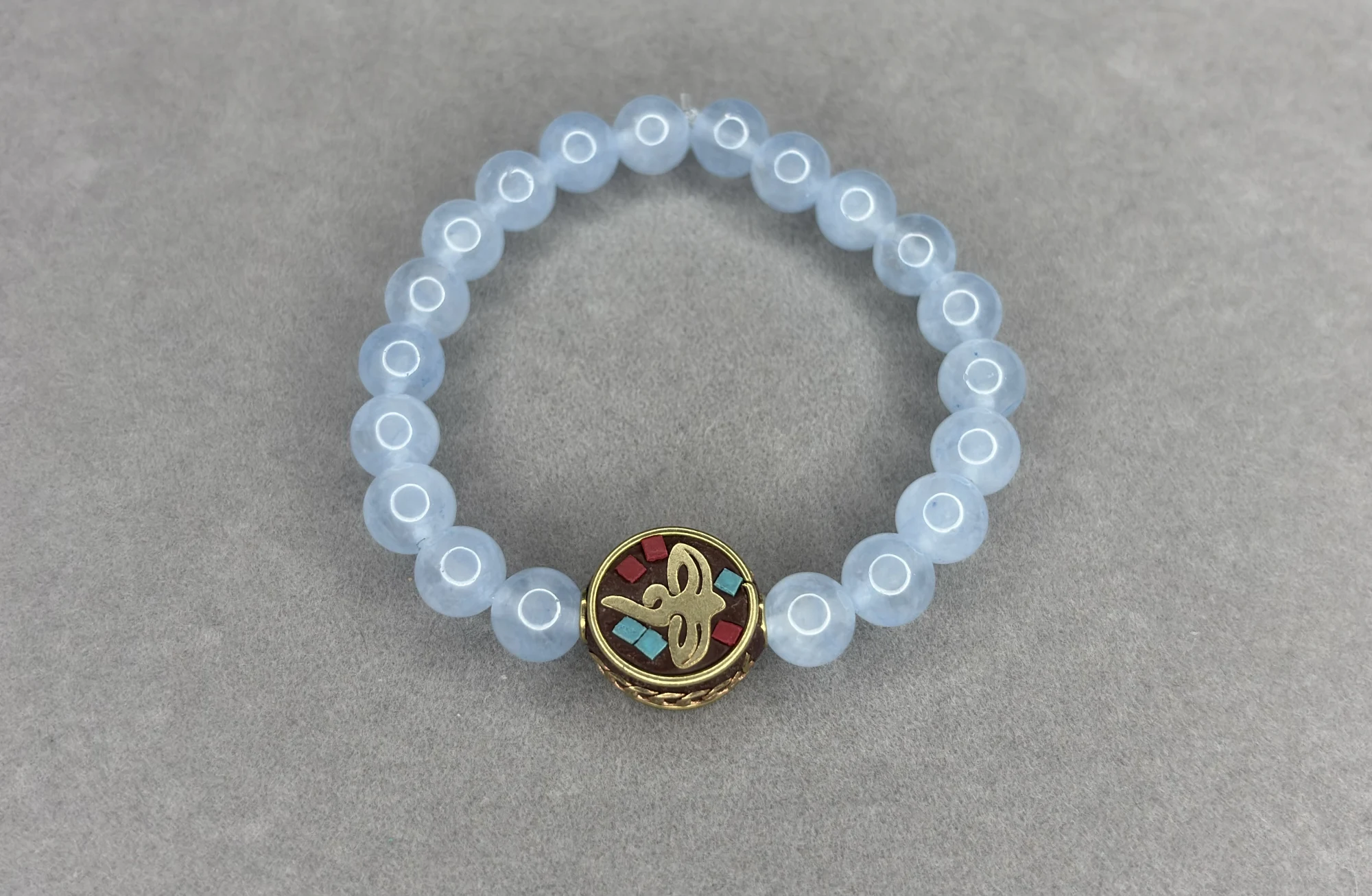 Pulsera Aguamarina + Dije Tibetano