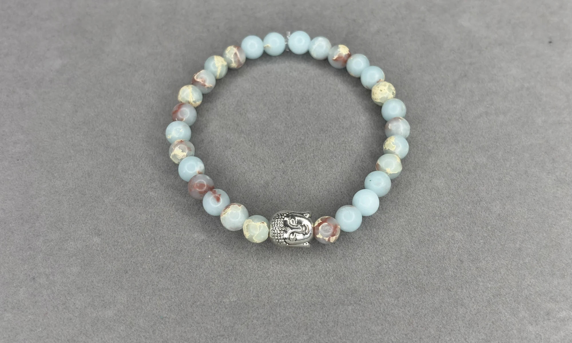 Pulsera Jaspe Imperial Celeste + Dije de Buda