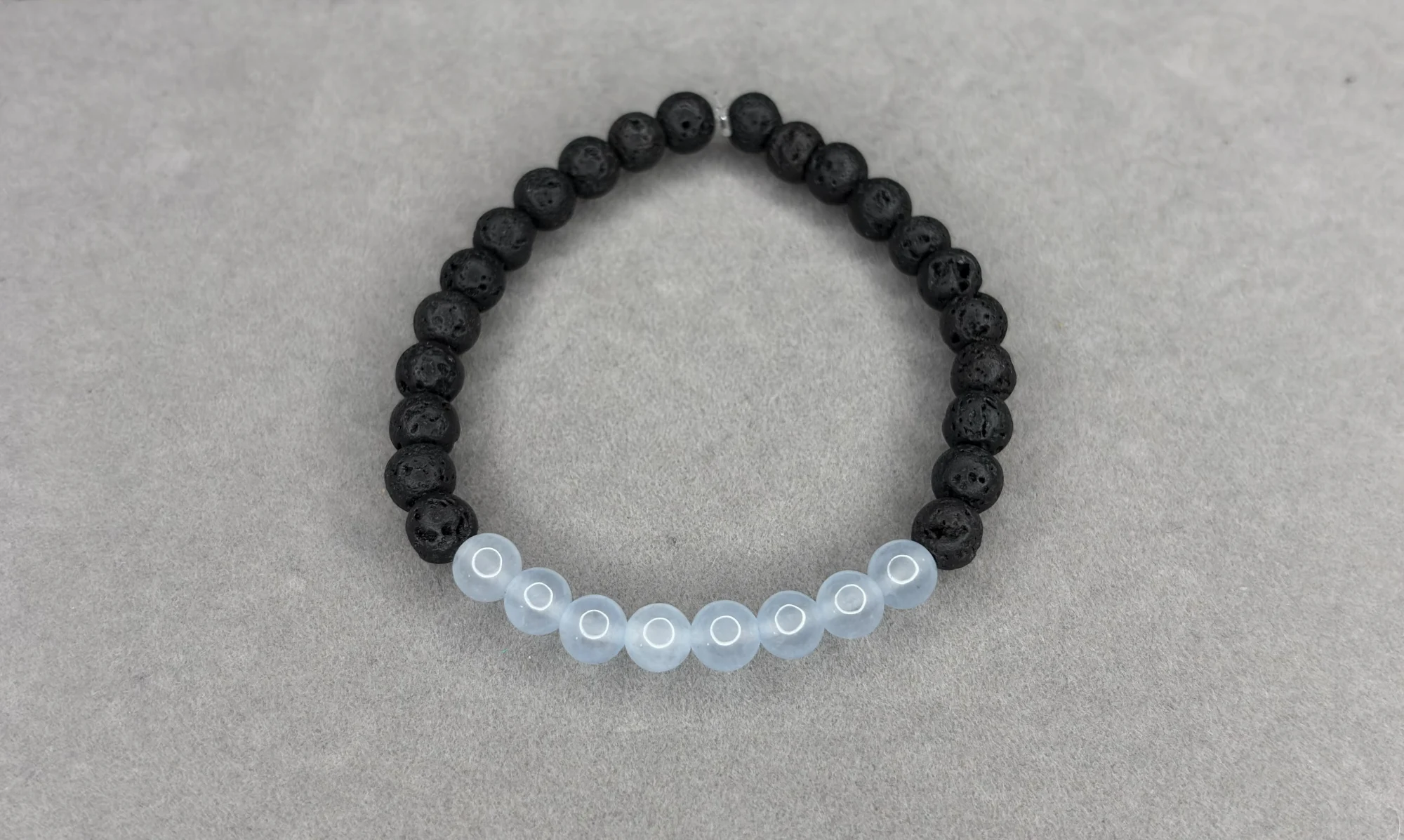 Pulsera Piedra Volcánica + Aguamarina