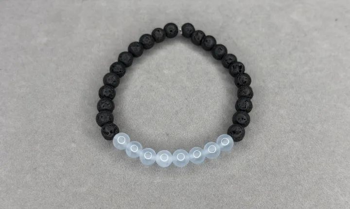 Pulsera Piedra Volcánica + Aguamarina