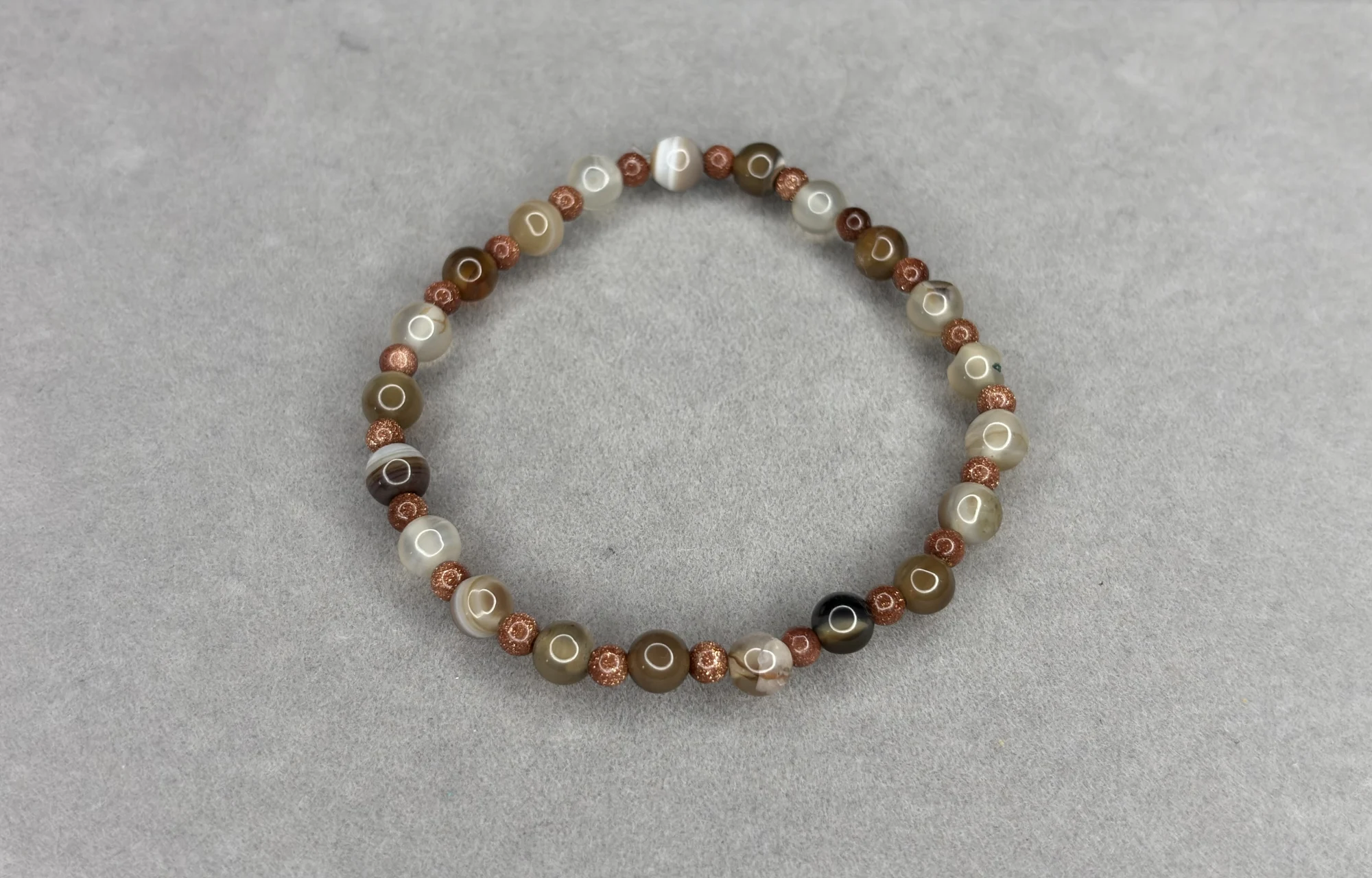 Pulsera Ágata Botswana + Lluvia de Oro