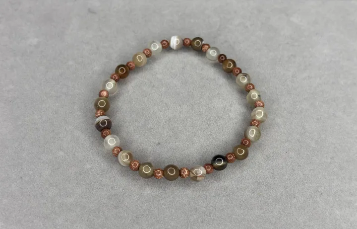 Pulsera Ágata Botswana + Lluvia de Oro