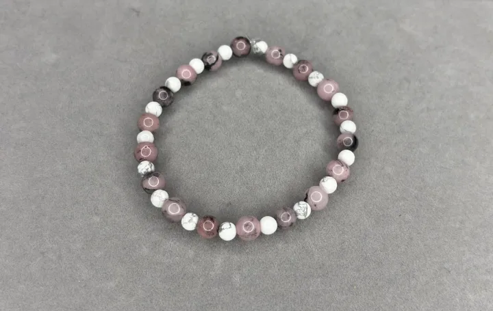 Pulsera Rodonita Rosa + Howlita